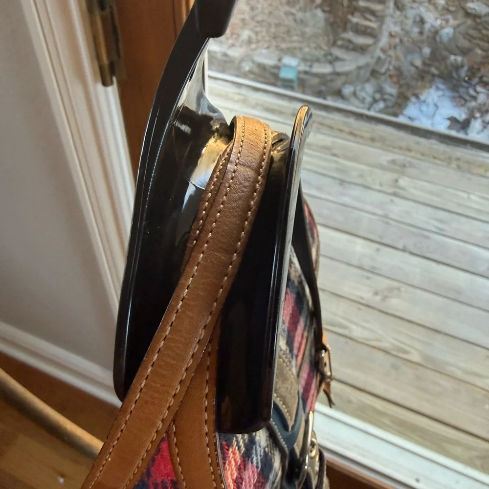 Coach‎ Vintage Plaid Wool Leather Satchel-vintage dust bag included